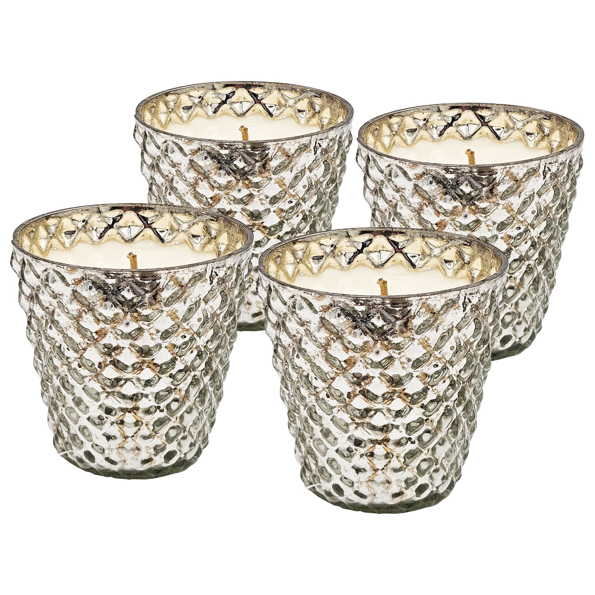 S 4 Scented Soy Wax Candle Silver Glass