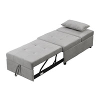 Folding Ottoman Sofa Bed Gray Grey Velvet