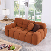 64.98 Length ,35.83" Deepth ,Human Body Structure For Usa People, Marshmallow Sofa,Boucle Sofa ,2 Seater, Light Brown Boucle Light Brown Light Brown Wood Primary Living Space Medium Soft Split Back