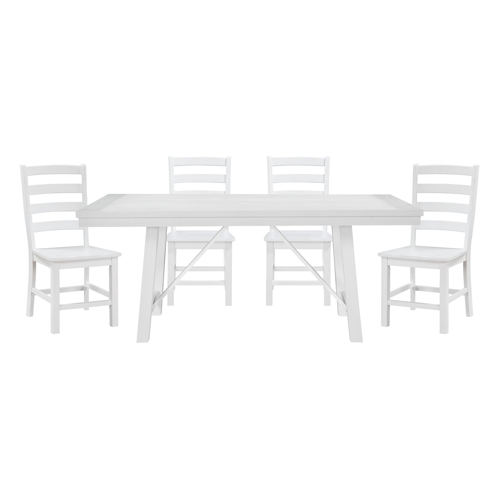 Modern Contemporary White Finish 5Pc Set Dining Table And 4 Side Chairs Set Wooden Kitchen Dining Furniture Casual Style Wood Wood White Seats 4 Wood Dining Room 72 Inches Casual,Farmhouse Rectangular Dining Table With Chair Wood
