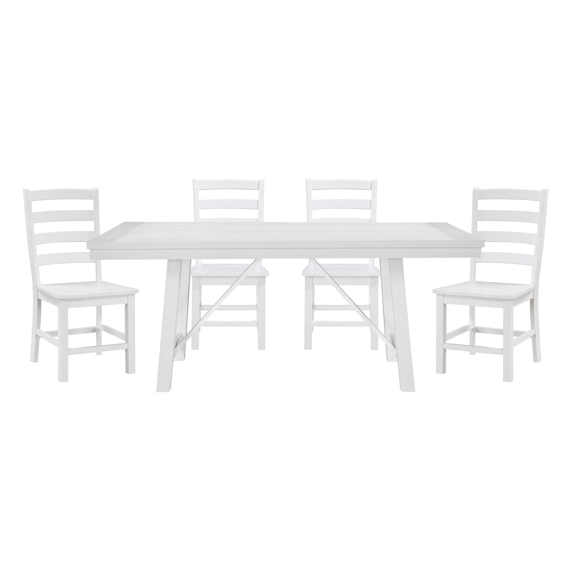 Modern Contemporary White Finish 5Pc Set Dining Table And 4 Side Chairs Set Wooden Kitchen Dining Furniture Casual Style Wood Wood White Seats 4 Wood Dining Room 72 Inches Casual,Farmhouse Rectangular Dining Table With Chair Wood