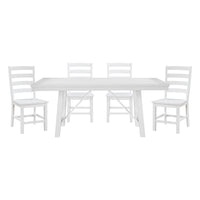 Modern Contemporary White Finish 5Pc Set Dining Table And 4 Side Chairs Set Wooden Kitchen Dining Furniture Casual Style Wood Wood White Seats 4 Wood Dining Room 72 Inches Casual,Farmhouse Rectangular Dining Table With Chair Wood