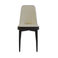 51" 6 Person Glass Dining Table Set, Kitchen Set With Black Metal Leg Dining Table And Chairs, Modern Rectangular Tempered Glass Tabletop And Dining Room Thick Cushioned Pu Dining Chair Beige Black