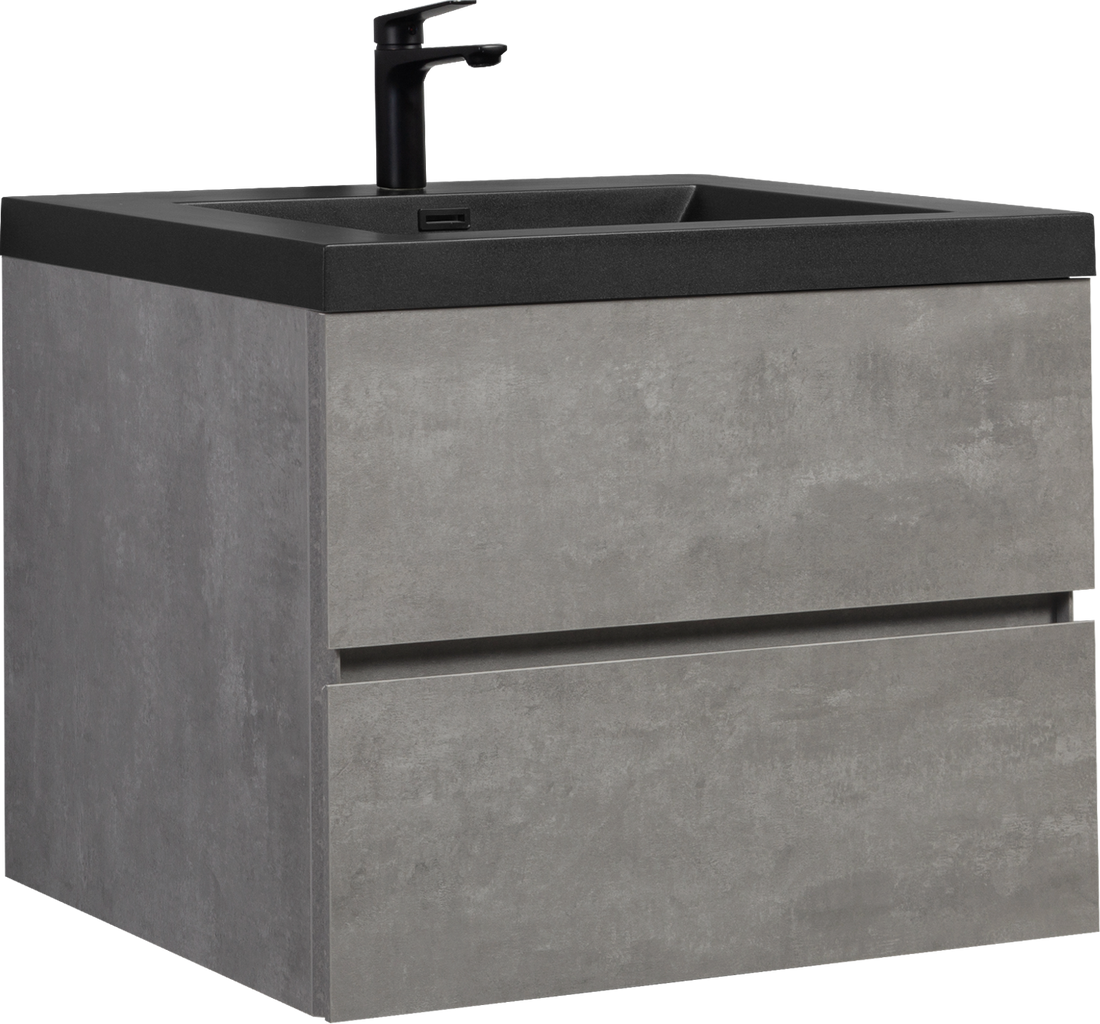 30" Floating Bathroom Vanity With Sink, Modern Wall Mounted Bathroom Storage Vanity Cabinet With Black Quartz Sand Top Basin And Soft Close Drawers, 24V12 30Gr Grey 24Vedi 30B 2 Grey Bathroom Wall Mounted Plywood