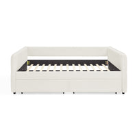 Daybed With Trundle Upholstered Tufted Sofa Bed, With Two Drawers, Queen Size, Boucle Fabric, Beige 88"X65.5"X29.5" Beige Boucle