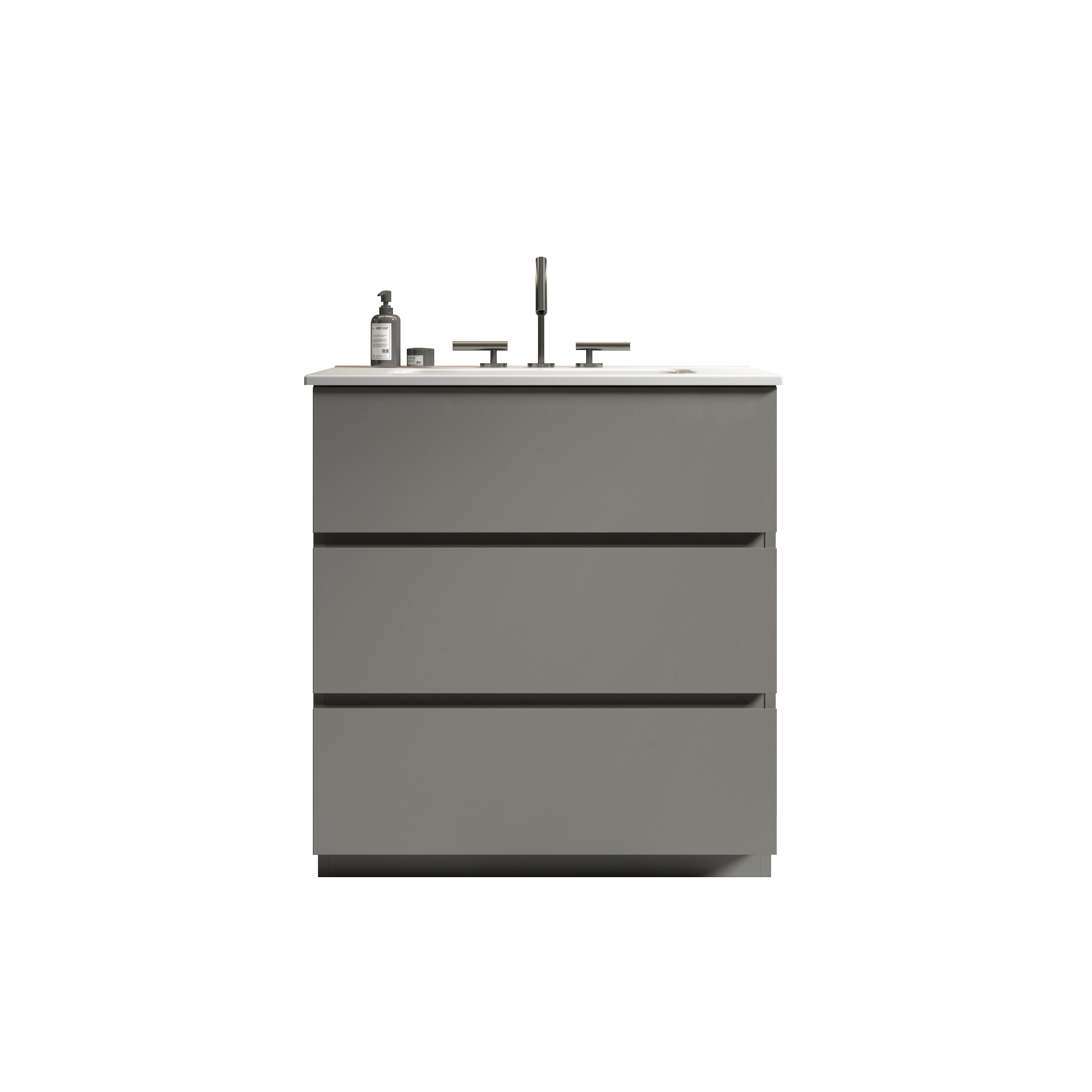 Tia 30" Gray Bathroom Vanity With Sink With 3 Faucet Holes, Large Storage Freestanding Bathroom Vanity For Modern Bathroom, One Piece White Sink Basin Without Drain And Faucet, Pre Assembledt Gray