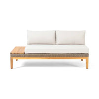 Loft Outdoor Acacia Wood And Wicker 5 Seater Sectional Sofa Set Teak Acacia Wood