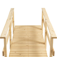 Outsunny 7' Wooden Garden Bridge With Safety Rails, Backyard Footbridge For Ponds, Creeks, Streams, Natural Natural Wood