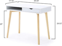 1Pc Desk White Natural Finish Wood Finish Home Office Store Documents Office Supplies White Office Modern Rectangular Rectangular Wood