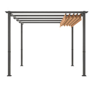 10' X 13' Aluminum Patio Pergola With Retractable Pergola Canopy, Backyard Shade Shelter For Porch, Outdoor Party, Garden, Grill Gazebo, Khaki Khaki Metal