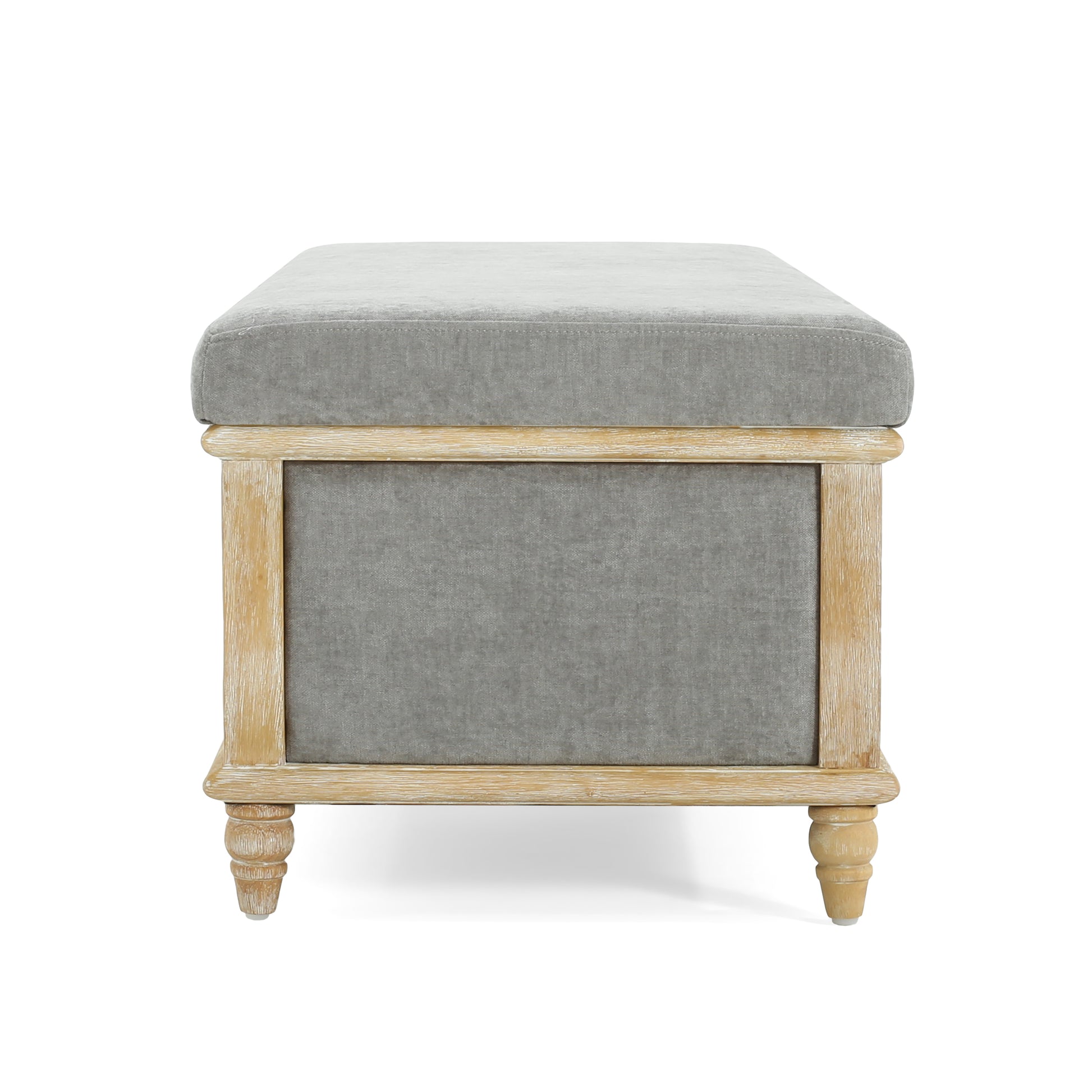 Osgood Gray Storage Ottoman Gray Wood Fabric