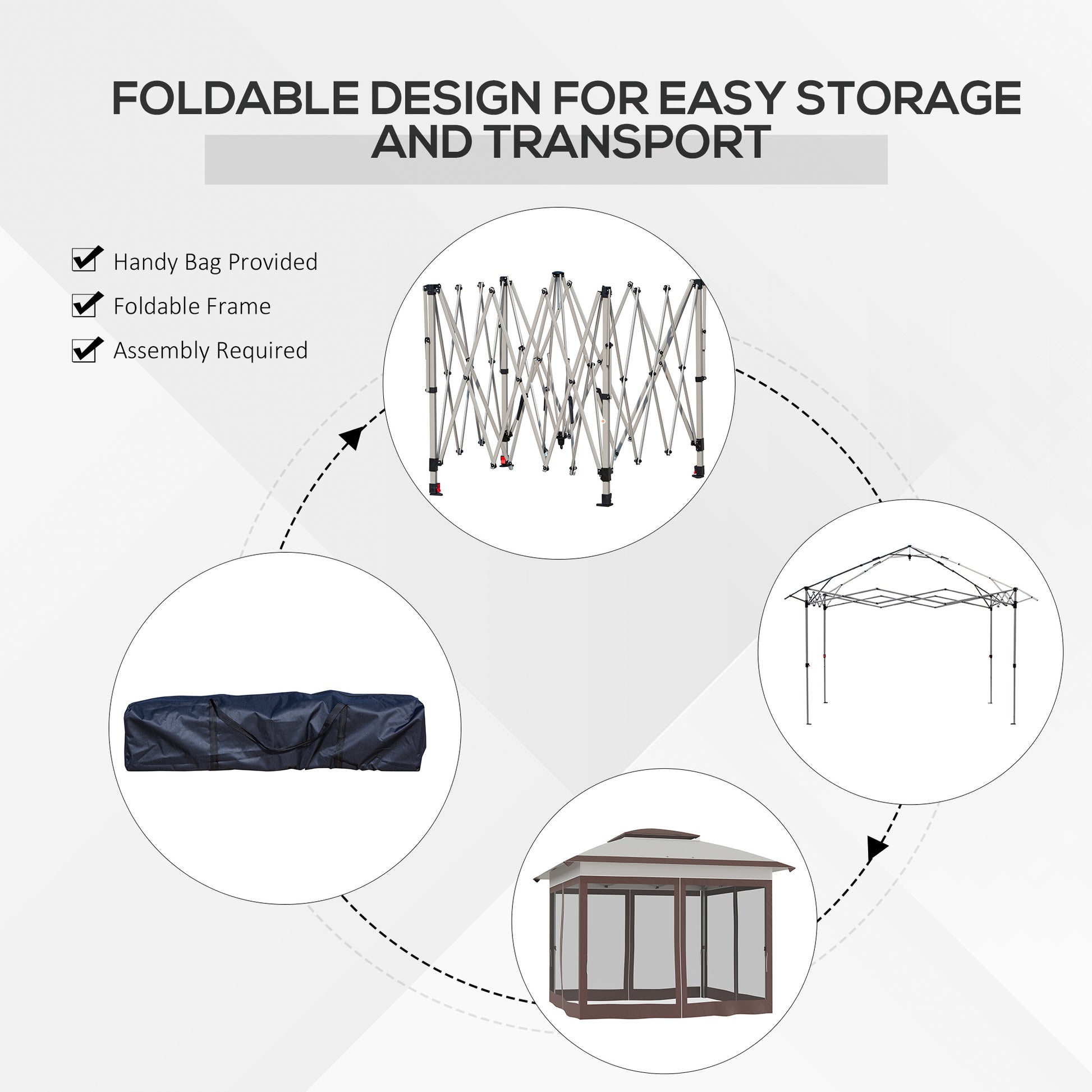 Outsunny 12' X 12' Pop Up Canopy Tent With Netting And Carry Bag, Instant Sun Shelter With 137 Sq.Ft Shade, Tents For Parties, Height Adjustable, For Outdoor, Garden, Patio, Beige And Brown Multicolor Steel