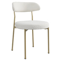 Boucle Upholstered Dining Chairs With Curved Backrest & Gold Metal Legs Set Of 4, Beige Metal Beige Gold Dining Room Foam Classic,Modern Dining Chairs Set Of 4 Or More Fabric Metal