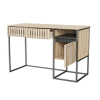 Desk,Computer Desk,Dresser,With Drawers Storage,Easy Assembly,Metal Frame,Modern Minimalist,Vertical Stripe Element Nature Primary Living Space Engineered Hardwood Rectangular Natural Black Computer