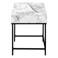 Computer Desk, Home Office, Laptop, Storage Drawers, 48"L, Work, White Marble Look Laminate, Black Metal, Contemporary, Modern White Particle Board