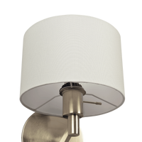 Nebula Brushed Nickel Base Wall Lamp With Rotary Switch White Fabric Shade Nickel,Silver,White Fabric,Metal