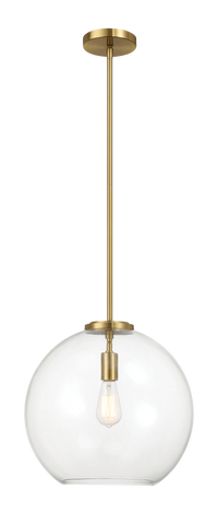 Gleam Single Light Pendant Lamp With Clear Globe Glass Satin Brass Antique Brass,Clear,Gold Ceiling Lights Brass,Glass