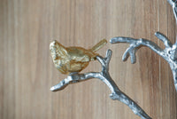 17X5.5X22" Metal Branch Wall Sculptures With Bird Accents, Set Of 2 Silver Multi Aluminium