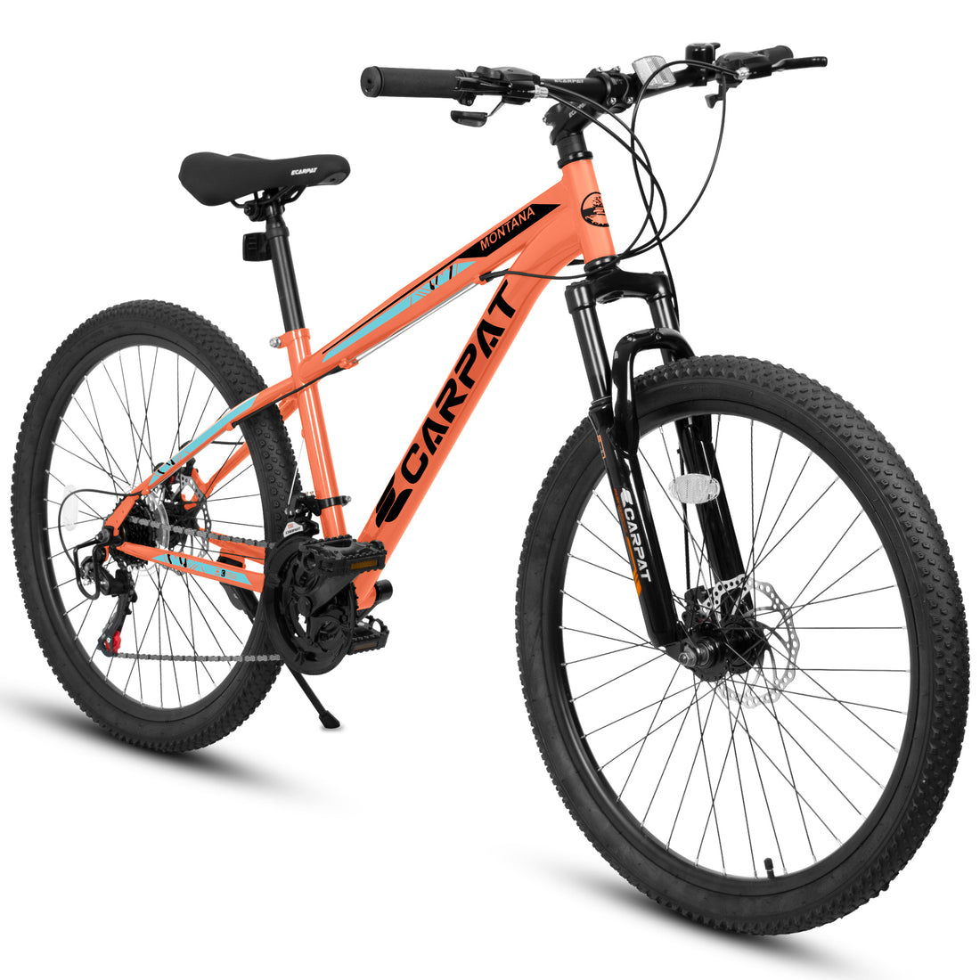 A2610 26 Inch Mountain Bike 21 Speeds, Suspension Fork, Steel Frame Disc Brake For Men Women Mens Bicycle Orange Steel