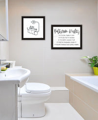 "Bathroom Rules" Framed Wall Art For Bathroom, Wall Art Print For Home Decor, Bathroom Wall Art By Imperfect Dust Multicolor Wood Paper