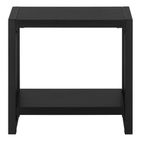 Accent Table, Side, End, Narrow, Small, 2 Tier, Living Room, Bedroom, Black Laminate, Black Metal, Contemporary, Modern Black Particle Board