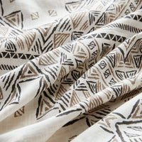 4 Piece Printed Duvet Cover Set With Throw Pillow King Black Ivory Polyester