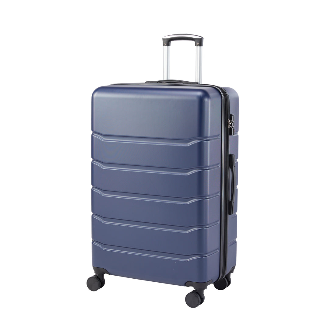 Hard Sided Expand Suitcase With Rotating Wheels, Tsa Lock, Retractable Handle, Blue, 28" Blue Iron Plastic