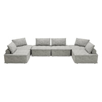 Modern Black 6 Piece Modular Sectional Sofa, Free Configuration For Large Living Rooms, Entertainment Spaces, And Open Concept Areas Light Gray Light Gray Chenille 6 Seat