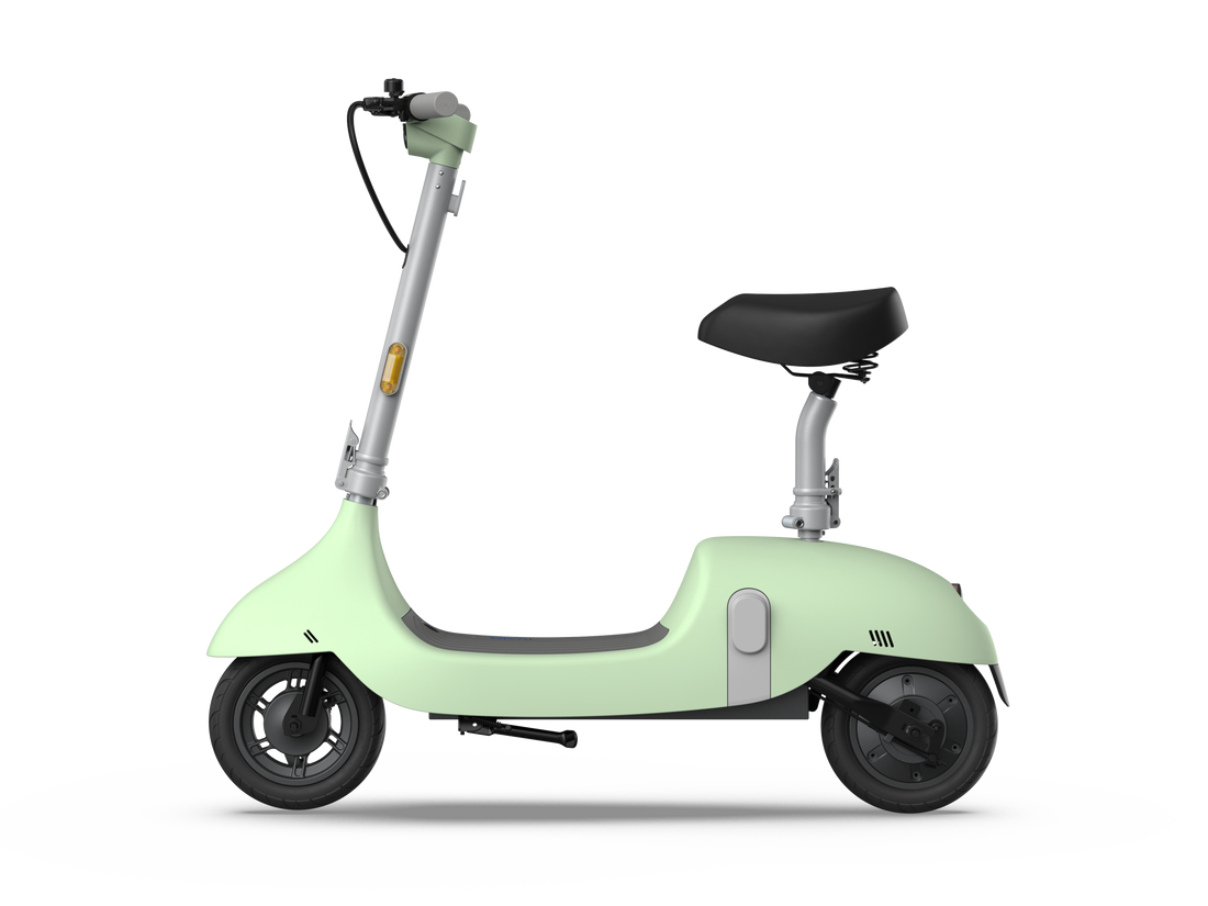 Electric Scooter With Foldable Seat W 35 Miles Operating Range & 15.5Mph Max Speed Green Green Aluminum