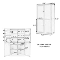 Assembly 40.2X20X71.3Inch High Freestanding Kitchen Pantry Large Cupboard Storage Cabinet With 2 Drawers, 2 Adjustable Shelves, 8 Door Shelves For Kitchen, Dining Room,Gray Gray Kitchen Farmhouse