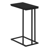 Accent Table, C Shaped, End, Side, Snack, Living Room, Bedroom, Black Laminate, Black Metal, Contemporary, Modern Black Mdf