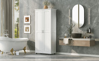 Storage Cabinet With Two Doors For Bathroom, Office, Adjustable Shelf, Mdf Board, White White Mdf