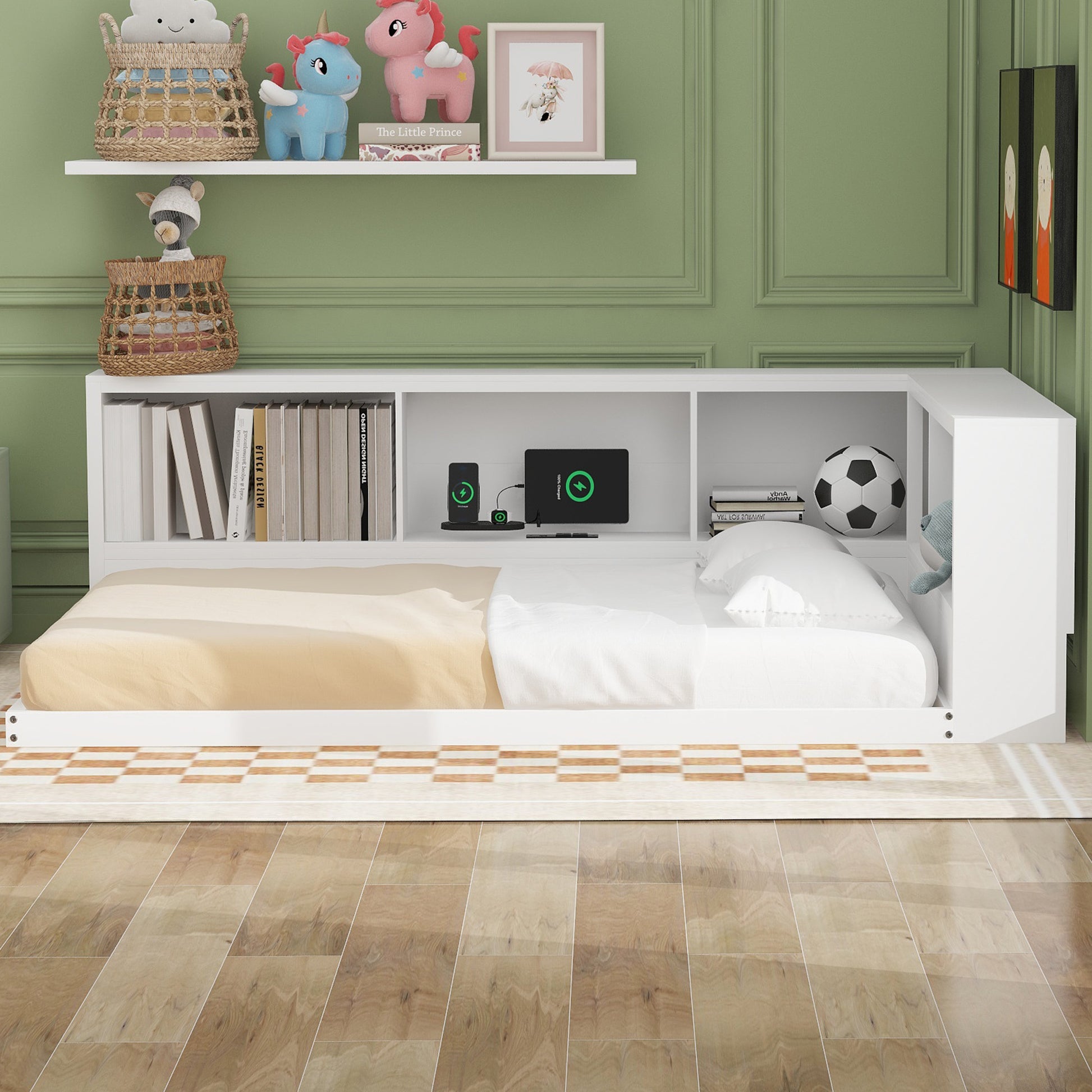 Metal Full Size Daybed With Storage Cabinets And Usb Ports, White Full White Metal