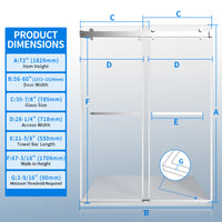 56" 60" Width 72" Height Double Sliding Framless Soft Close Shower Door With 3 8 Inches 10Mm Tempered Safety Glass, Chrome Finish Chrome Bathroom Luxury,Modern Glass Aluminium,Stainless Steel