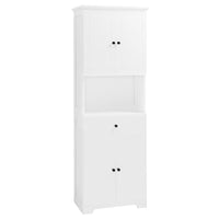 Tall Bathroom Cabinet With Four Doors, Large Storage Space Open Shelve, Upper Storage Cabinet, White White Mdf