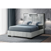 Yaris Grey Queen Bed Gray Rubber Wood