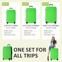 3 Piece Luggage Set Suitcase Set, Abs Hard Shell Lightweight Expandable Travel Luggage With Tsa Lock, Spinner Wheels For Men Women Green Abs