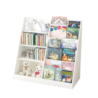 Kids Bookshelf And Toy Storage Organizer, Multifunctional 4 Tier Wooden Kids Book Shelf With Bookcase Display Stand In Kids Room Playroom Nursery For Kids, Children, Toddlers White Mdf