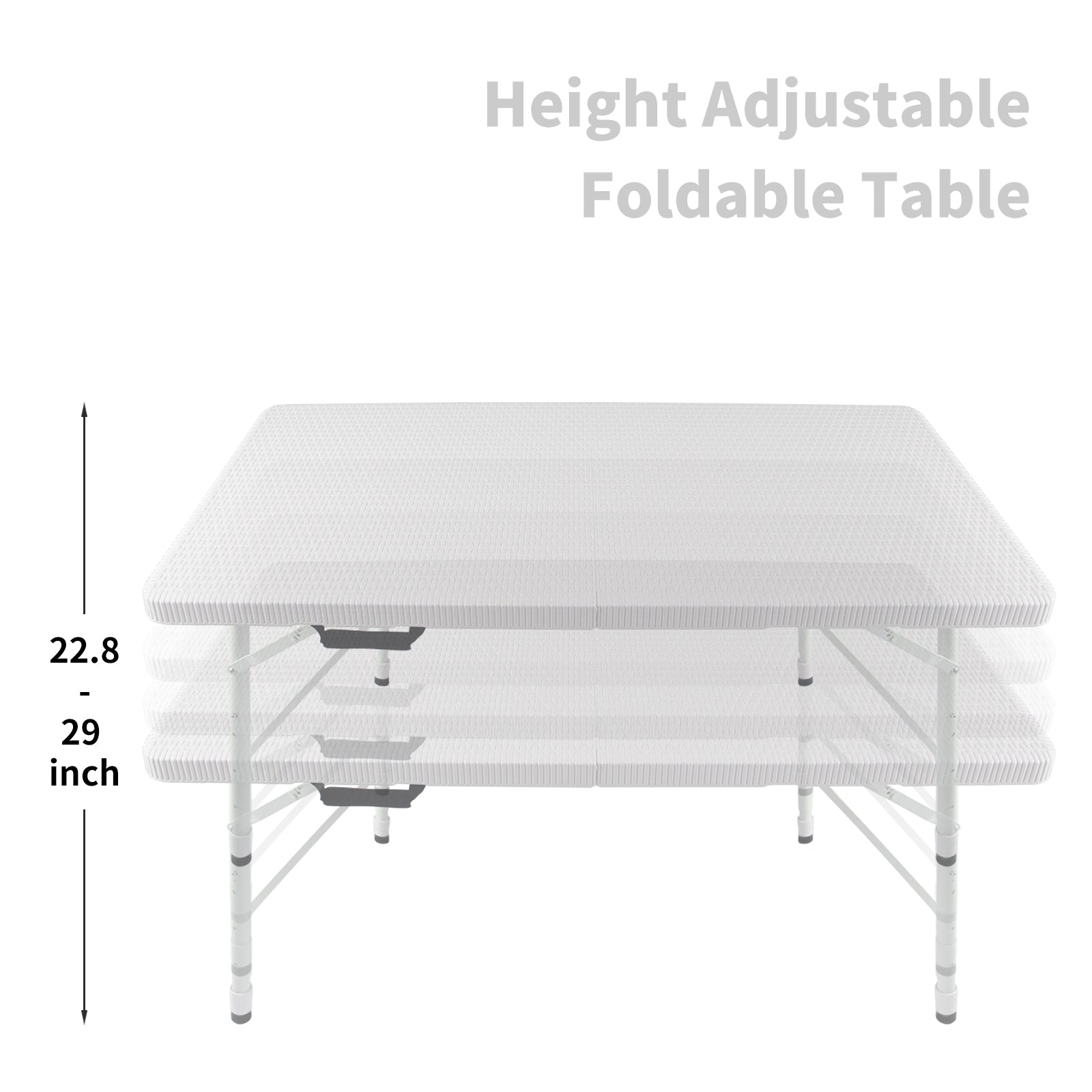 4Ft Rattan Folding Table For Indoor&Outdoor, Portable Foldable Table Rattan Plaited White White Garden & Outdoor Rattan