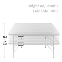 4Ft Rattan Folding Table For Indoor&Outdoor, Portable Foldable Table Rattan Plaited White White Garden & Outdoor Rattan