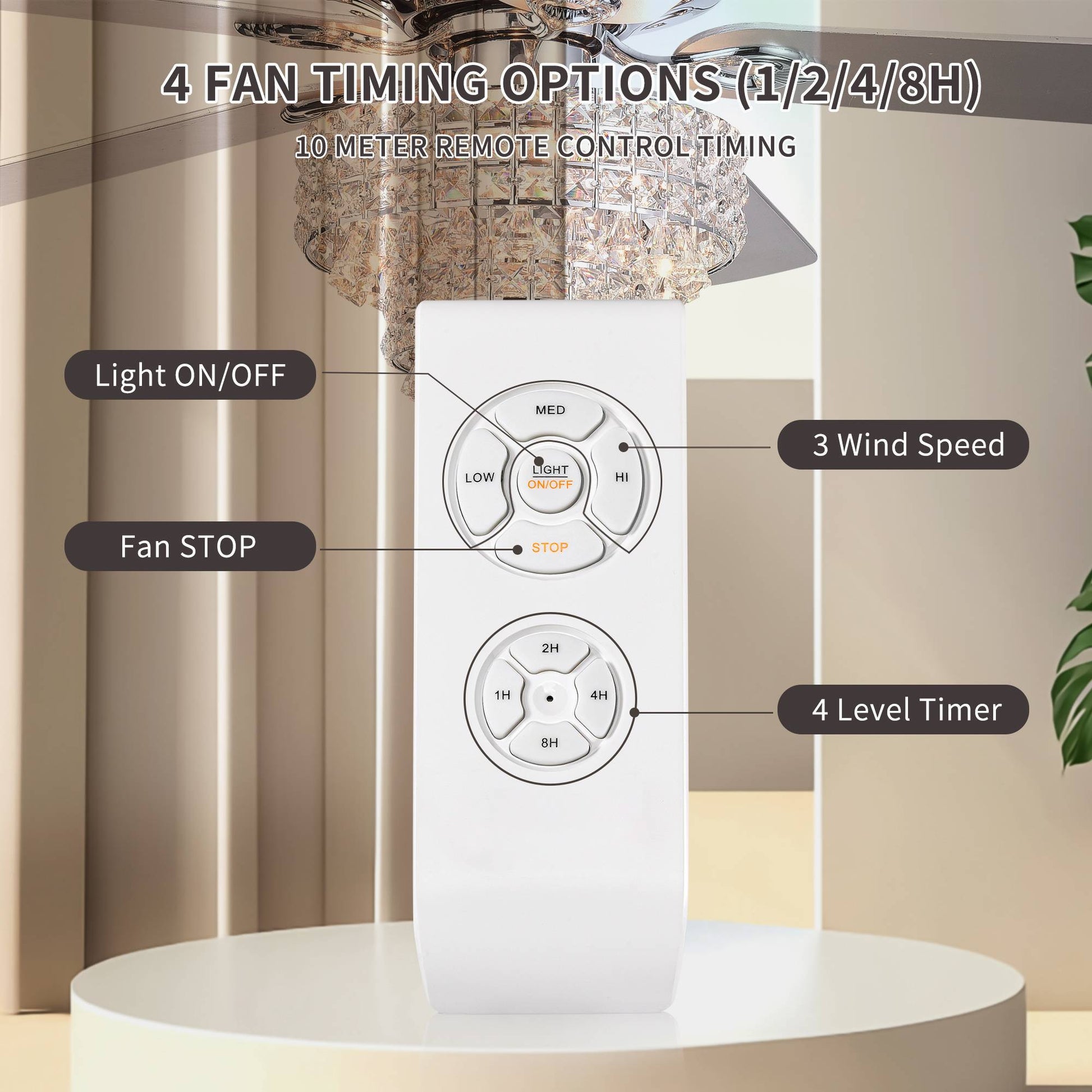 52 Inch Crystal Ceiling Fan Lamp With Remote Control 3 Speed High, Mid, Low , 5 Reversible Blades For Living Room, Dining Room, Bedroom, Family Room, Chrome ,3Pcs*E12 No Include Bulb Chrome American Traditional,Antique,Classic,Contemporary Plywood Metal