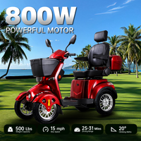 Xl3D4L Electric Mobility Recreational Travel Scooter For Adults,Mobility Scooters For Seniors, 4 Wheel Powered Mobility Scooters Red Abs Pc Abs Pc