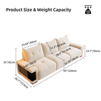 3 Seater Sofa Couch For Living Room,89" Modern Couches For Small Space,Cat Nest Sofa,For Cat Friendly,Comfy Couch With Waterproof And Cat Scratch Resistant Fabric Beige Fabric 3 Seat