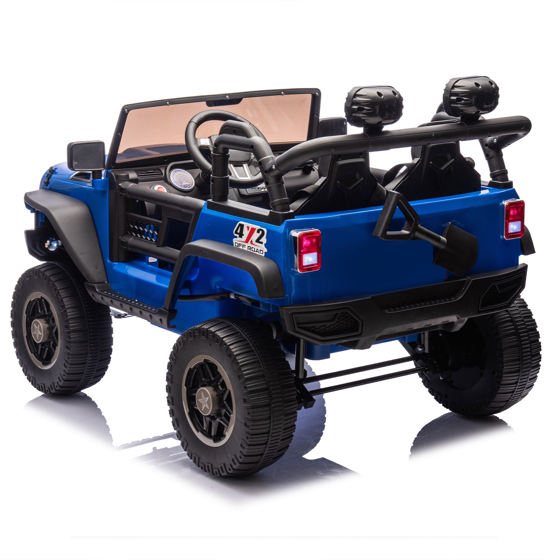 24V Two Seater Kids Ride On Truck Car W Parents Control,200W*2,Seat Width 20.28In,Four Wheel Suspension,Led Lights,Music,Mp3,Bluetooth,Two Independent Seat Belts,Suitable For Off Road For Kids Aged