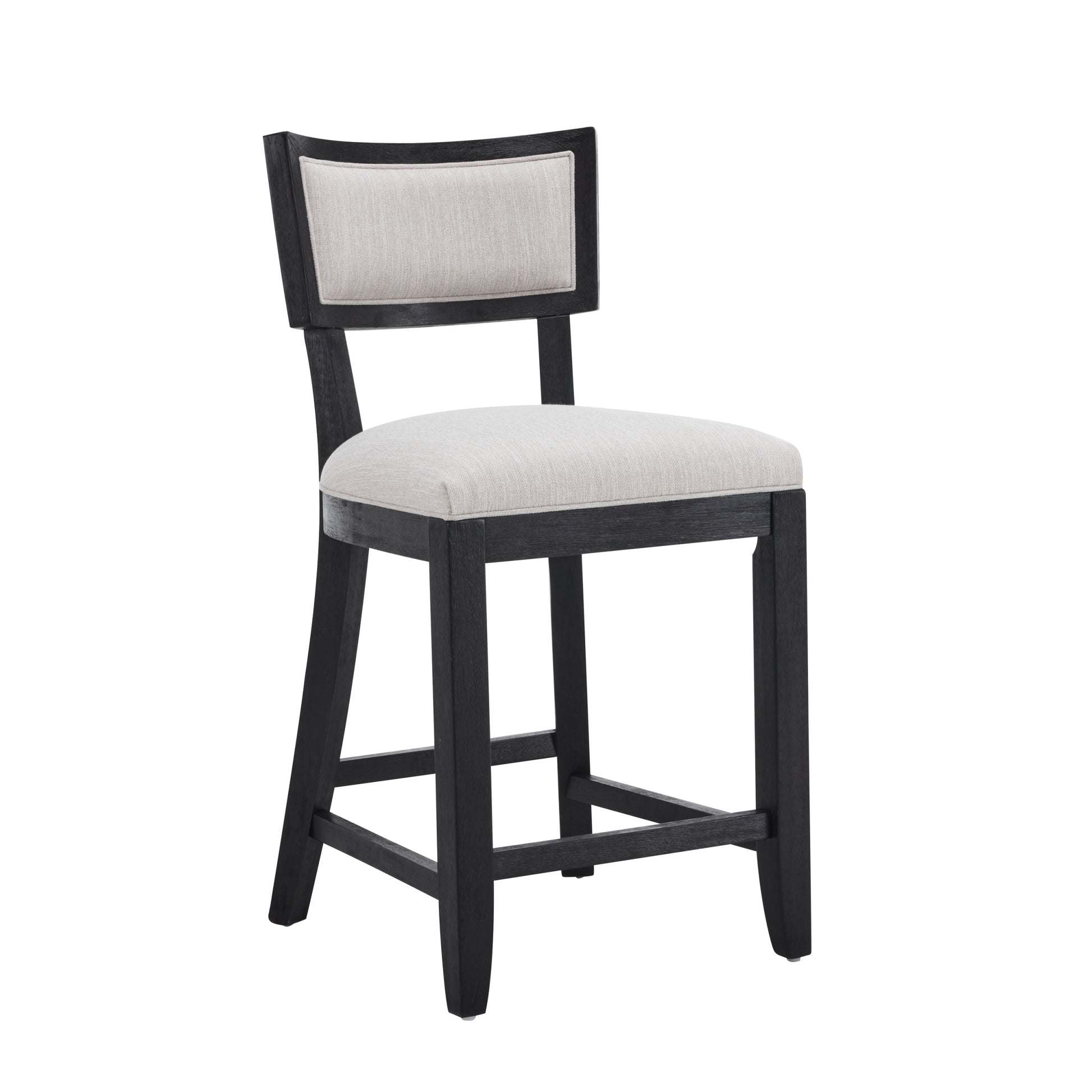 26.5" Counter Stools Set Of 2, Upholstered Counter Height Bar Stools With Comfy Back, Solid Rubber Wood Frame, Backrest, Footrest, Armless Barstools For Home Bar, Kitchen Counter, Beige & Black Beige Black Set Of 2 Fabric