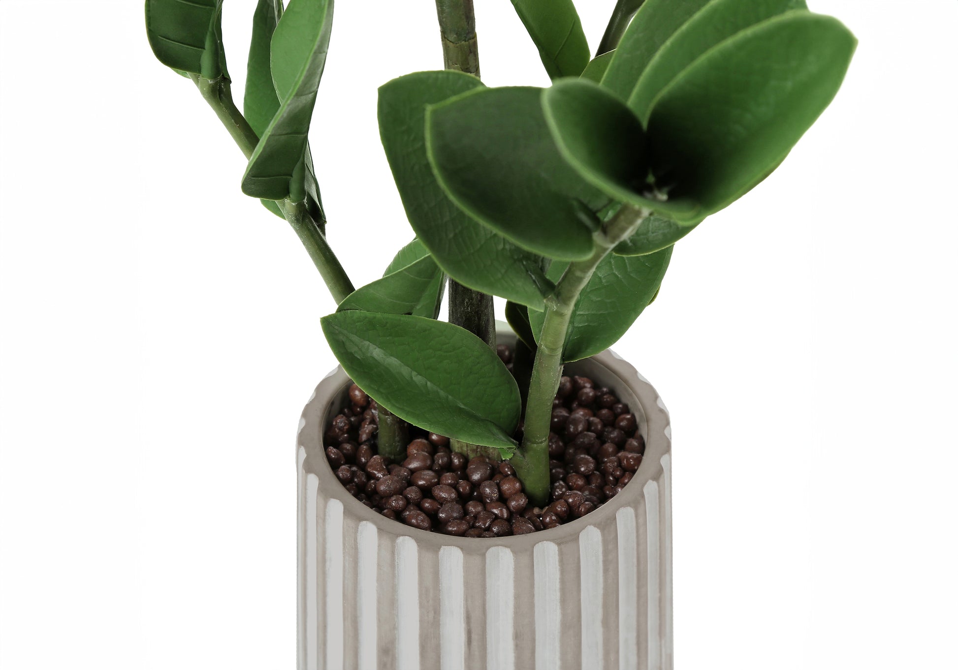 Artificial Plant, 20" Tall, Zz, Indoor, Faux, Fake, Table, Greenery, Potted, Real Touch, Decorative, Green Leaves, Grey Cement Pot Green Foam Plastic