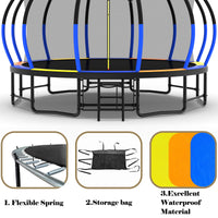 16Ft Trampoline With Enclosurerecreational Trampolines With Ladder And Antirust Coating, Astm Approval Outdoor Trampoline For Kids Colorful Steel