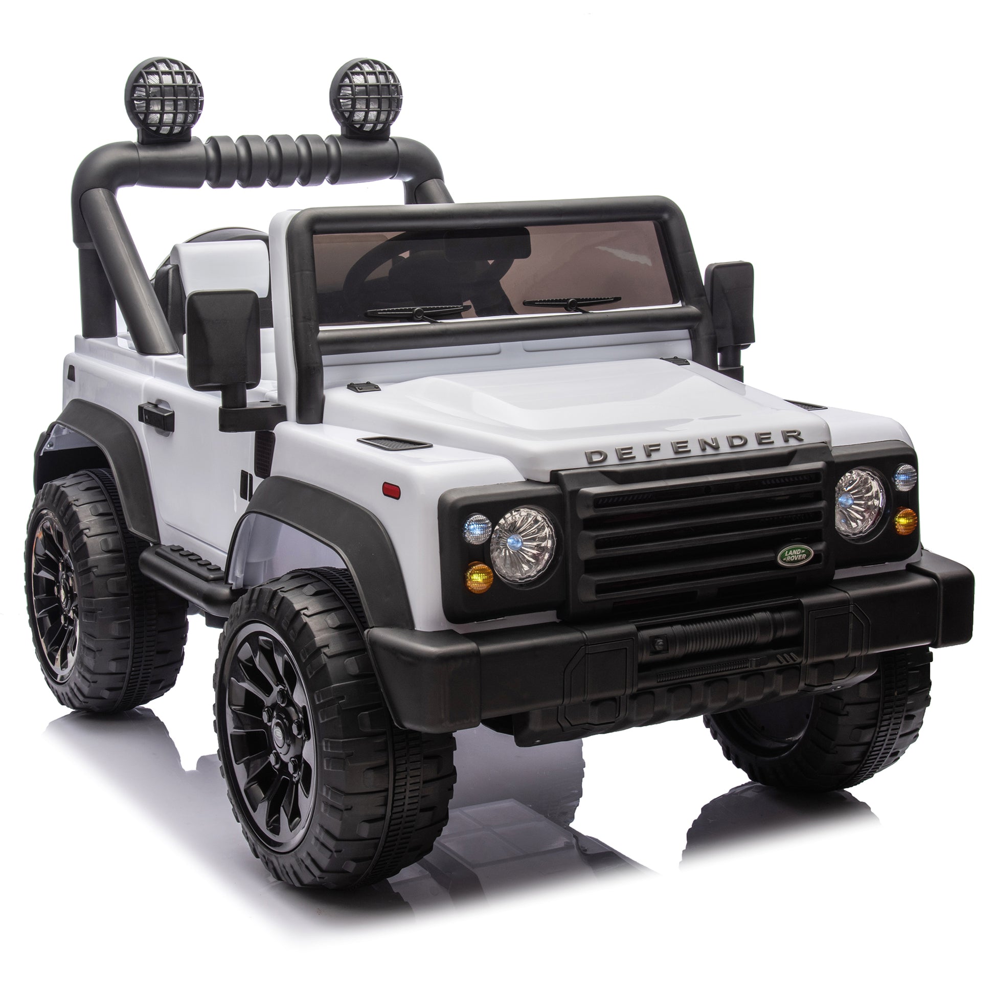Licensed 2015 Land Rover Defender 90,24V Kids Ride On Xxl Car W Parents Control,2Wd,Four Wheel Suspension,Bluetooth,Mp3,Music,Power Display,Led Lights,Speeds 1.86 3.11Mph For Kids 3 7. White Polypropylene