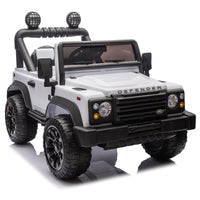 Licensed 2015 Land Rover Defender 90,24V Kids Ride On Xxl Car W Parents Control,2Wd,Four Wheel Suspension,Bluetooth,Mp3,Music,Power Display,Led Lights,Speeds 1.86 3.11Mph For Kids 3 7. White Polypropylene
