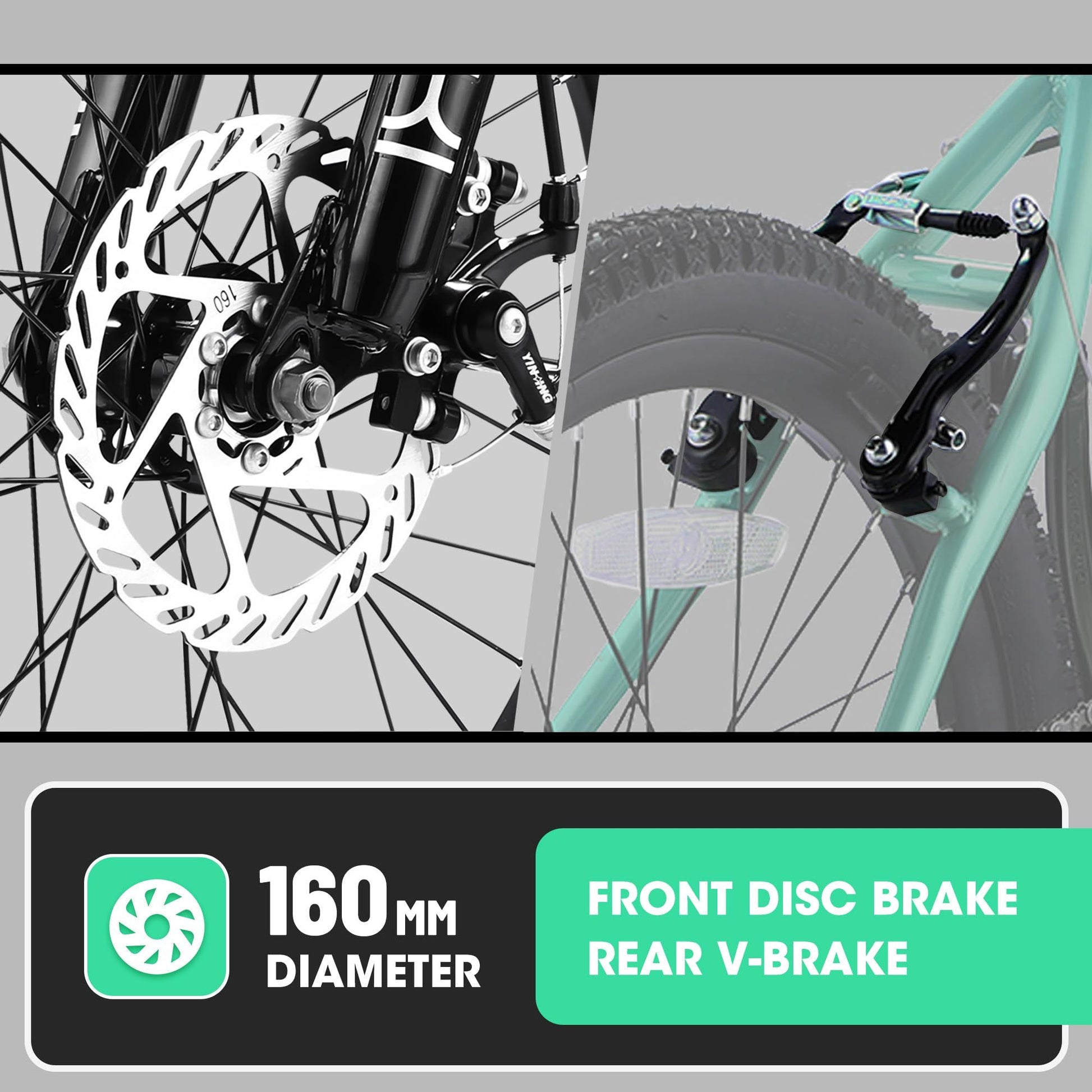 S20101 Ecarpat 20 Inch Kids Bike, Boys Girls Mountain Bike Ages 8 12, 7 Speed Teenager Children Kids' Bicycles, Front Suspension Disc U Brake, 14 Inch Height Steel Frame Green Polyurethane Foam Carbon Steel